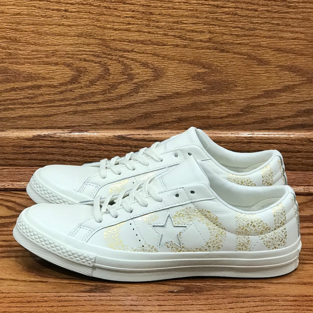 Converse One Star Ox Egret Gold Shoes - Picture 1 of 8